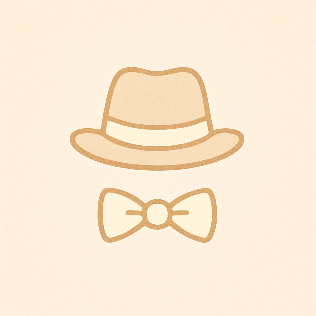 Dekorativní ikonka klobouku a motýlka