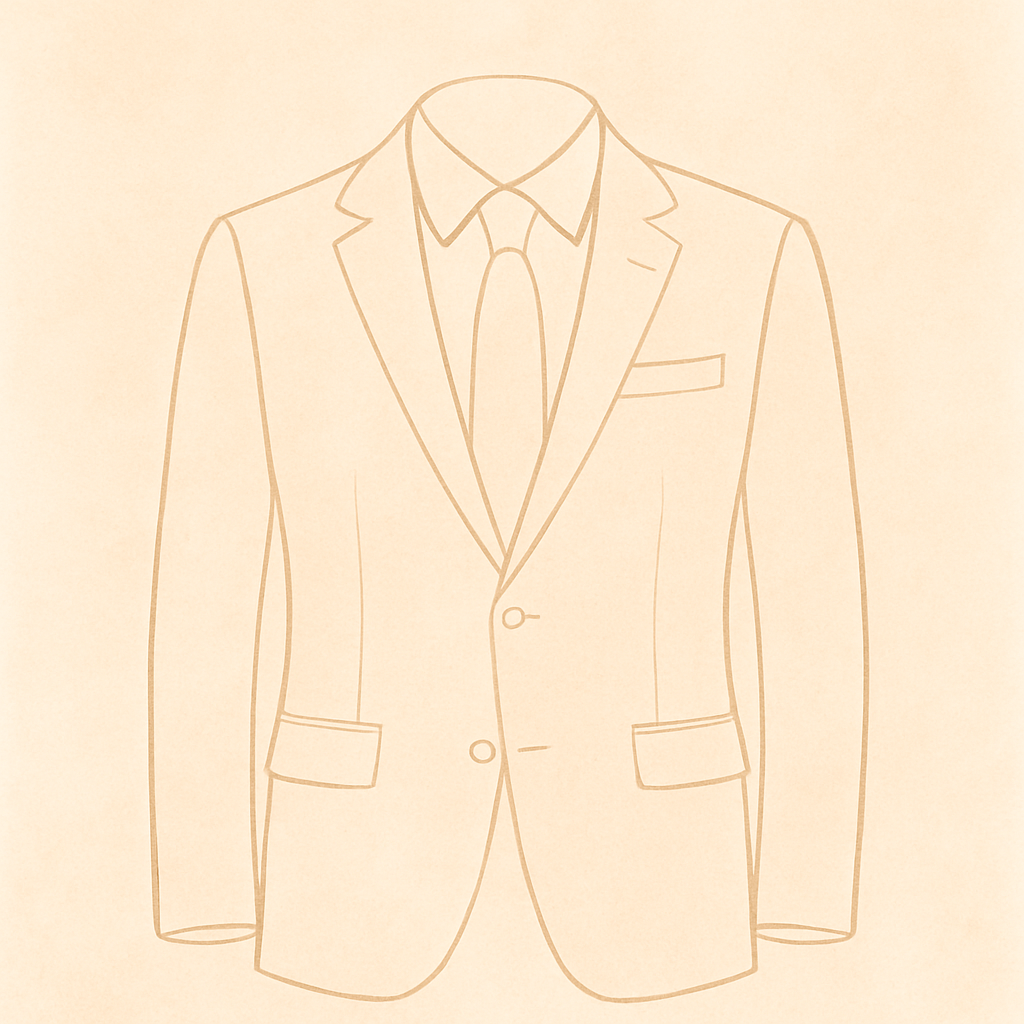 Ilustrace pánského obleku v jemných tónech